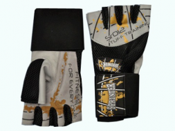 Перчатки тренировочные для тяжёлой атлетики без пальцев, материал: кожа, ткань. Цвет серый. Размеры S - XL