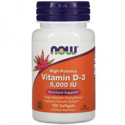 NOW Vitamin D3 5000 IU (Витамин Д3 5000 МЕ)120 капс