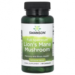 Full Spectrum Lion's Mane Mushroom 500 mg Swanson (60 капс)
