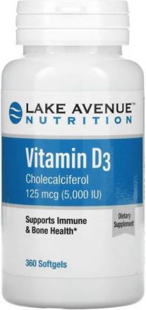 Lake Avenue Nutrition Vitamin D3 (5000 IU), 360 softgels