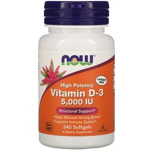 NOW Vitamin D3 5000 IU (Витамин Д3 5000 МЕ) 240 капс