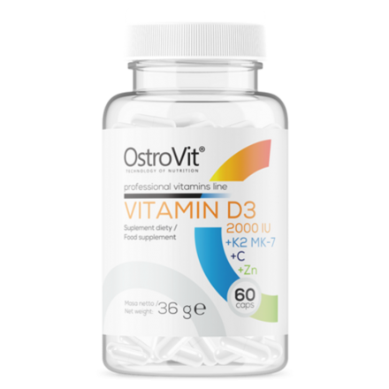 Vitamin D3 2000 IU + K2 MK-7 + C + Zn OstroVit (60 капс)