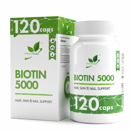 Natural Supp Biotin 5000mcg 60,120 капс.